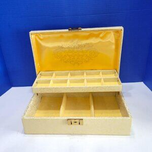 Vintage Buxton Gold Vinyl Jewelry Box